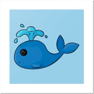 Cute Blue Whale Posters and Art